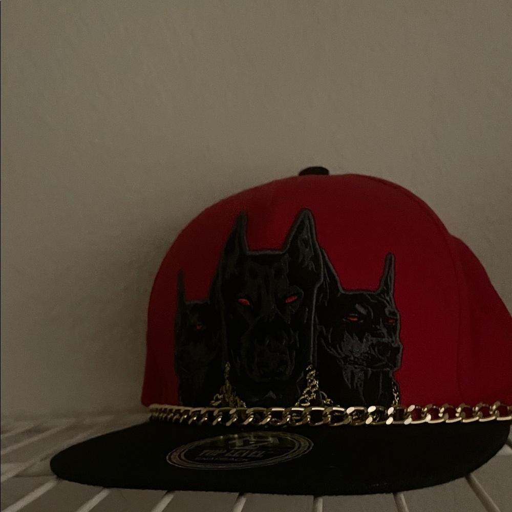 Stylish Red and Black Dog Graphic Cap